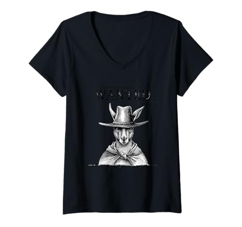 Damen Country Cowboy Australisches Känguru-Rodeo Westaustralien T-Shirt mit V-Ausschnitt Damen Country Cowboy Australisches Känguru-Rodeo Westaustralien T-Shirt mit V-Ausschnitt von Funny Western Country Cowboy Kangaroo Animal