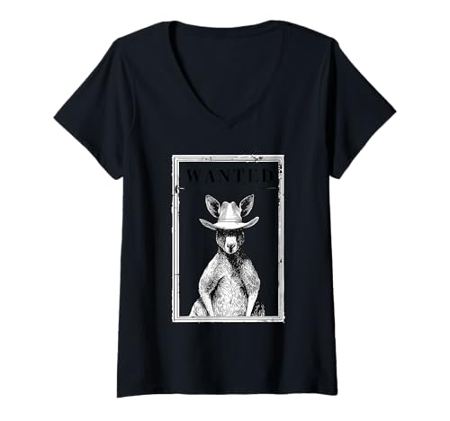Damen Country Cowboy Känguru Rodeo Cowgirl Westaustralien T-Shirt mit V-Ausschnitt Damen Country Cowboy Känguru Rodeo Cowgirl Westaustralien T-Shirt mit V-Ausschnitt von Funny Western Country Cowboy Kangaroo Animal