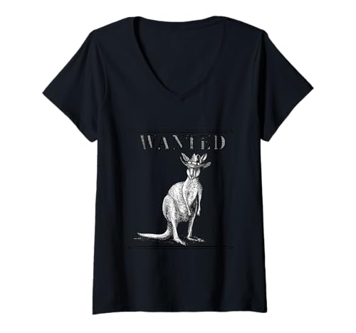 Damen Känguru-Cowboy-Rodeo im australischen Stil, Vintage-Stil, Western Country T-Shirt mit V-Ausschnitt Damen Känguru-Cowboy-Rodeo im australischen Stil, Vintage-Stil, Western Country T-Shirt mit V-Ausschnitt von Funny Western Country Cowboy Kangaroo Animal