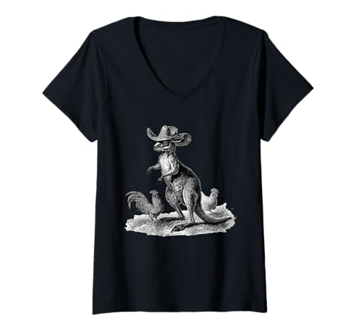 Damen Känguru-Cowboy-Rodeo im australischen Stil, Vintage-Stil, Western Country T-Shirt mit V-Ausschnitt Damen Känguru-Cowboy-Rodeo im australischen Stil, Vintage-Stil, Western Country T-Shirt mit V-Ausschnitt von Funny Western Country Cowboy Kangaroo Animal