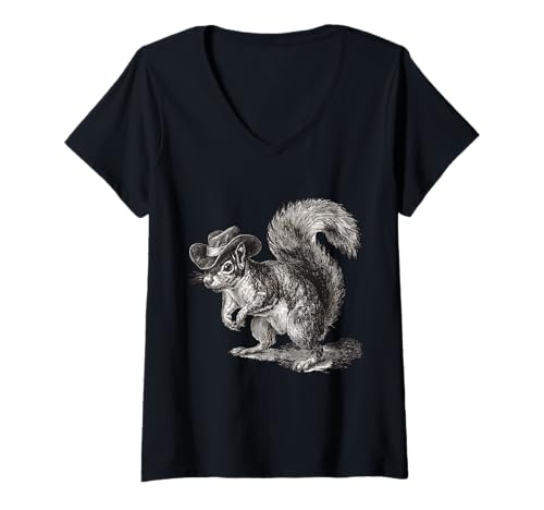 Damen Country Cowboy Eichhörnchen Vintage Rodeo Cowgirl Western Texax T-Shirt mit V-Ausschnitt Damen Country Cowboy Eichhörnchen Vintage Rodeo Cowgirl Western Texax T-Shirt mit V-Ausschnitt von Funny Western Country Cowboy Squirrel Animal