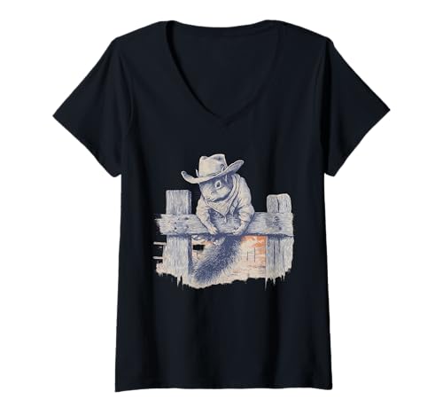 Damen Country Cowboy Eichhörnchen Vintage Rodeo Cowgirl Western Texax T-Shirt mit V-Ausschnitt Damen Country Cowboy Eichhörnchen Vintage Rodeo Cowgirl Western Texax T-Shirt mit V-Ausschnitt von Funny Western Country Cowboy Squirrel Animal