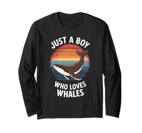 Just A Boy Who Loves Whales Marine Fan Kids Wal Langarmshirt Just A Boy Who Loves Whales Marine Fan Kids Wal Langarmshirt von Funny Whale Lover Clothing