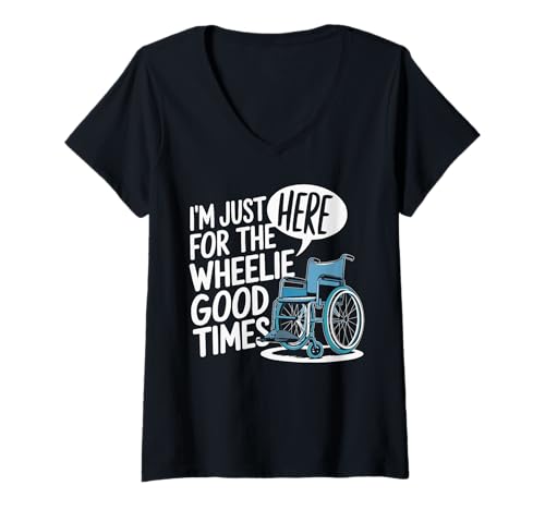 Damen Lustiger Rollstuhl Humor Behinderte Menschen Behinderung T-Shirt mit V-Ausschnitt Damen Lustiger Rollstuhl Humor Behinderte Menschen Behinderung T-Shirt mit V-Ausschnitt von Funny Wheelchair Handicap Disability