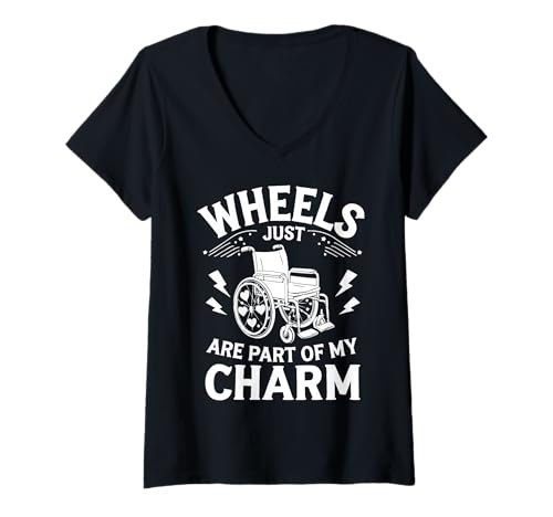 Damen Lustiger Rollstuhl Humor Behinderte Menschen Behinderung T-Shirt mit V-Ausschnitt Damen Lustiger Rollstuhl Humor Behinderte Menschen Behinderung T-Shirt mit V-Ausschnitt von Funny Wheelchair Handicap Disability