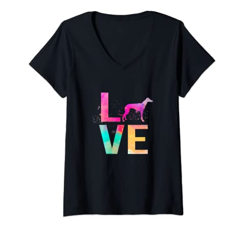 Damen Bunte Whippet Hund Mama Geschenke Whippet T-Shirt mit V-Ausschnitt Damen Bunte Whippet Hund Mama Geschenke Whippet T-Shirt mit V-Ausschnitt von Funny Whippet Gifts Dog Lover Shirts