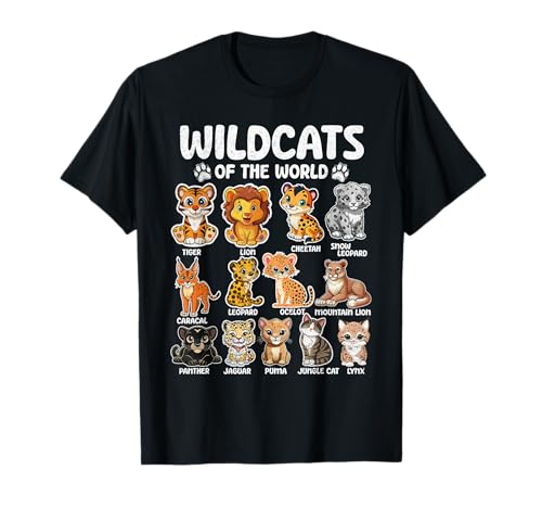 Wild Cats Of The World Shirt für Damen und Herren, niedlicher Tierliebhaber T-Shirt von Funny Wild Animal Lover Shirt & Gifts Co.