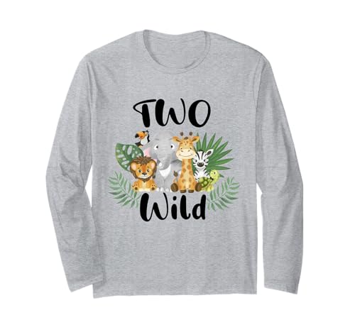 Kids Two Wild, für Jungen zum 2. Geburtstag, lustiges Wildtier, für Kleinkinder Langarmshirt von Funny Wild Animals Birthday Kids Toddler Boy Girls