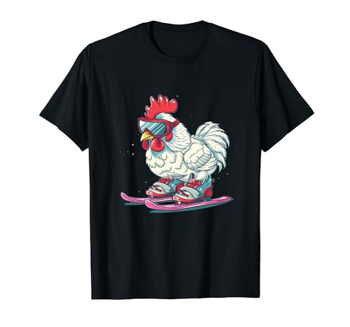 Coole Skischuhe mit Huhn für Jungen und Mädchen T-Shirt Coole Skischuhe mit Huhn für Jungen und Mädchen T-Shirt von Funny Winter Sport Chicken Costume
