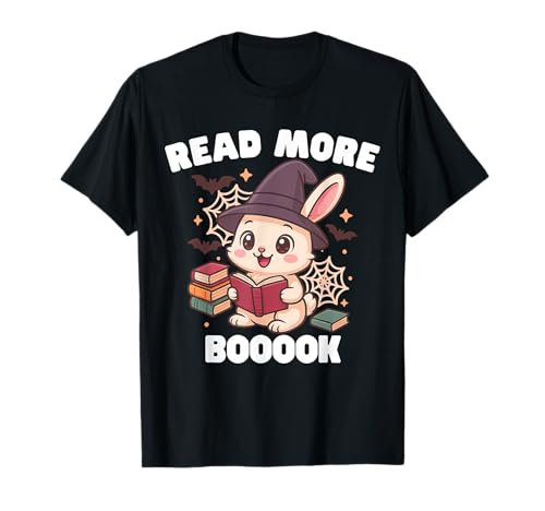 Cute Reading Bunny Read More Book Funny Halloween Women Girl T-Shirt von Funny Witch Bunny Halloween Bunny Rabbit Lovers