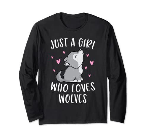 Süßes Wolf-Shirt für Mädchen Just A Girl Who Loves Wolves Langarmshirt Süßes Wolf-Shirt für Mädchen Just A Girl Who Loves Wolves Langarmshirt von Funny Wolf Lovers Shirts For Girls