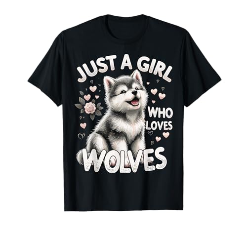 Süßer Wolf Nur ein Mädchen, das Wölfe liebt T-Shirt von Funny Wolves Lover