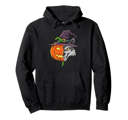 Wolf Kürbis Jack O Laterne Halloween Kinder Herren Damen Pullover Hoodie von Funny Wolves Lovers Halloween Pumpkin Outfits