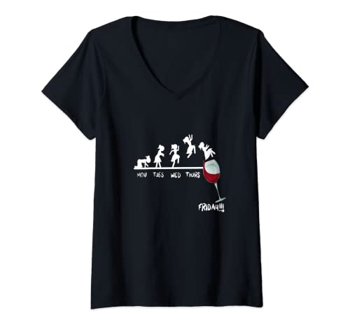Damen Lustiges Weinglas für Damen T-Shirt mit V-Ausschnitt Damen Lustiges Weinglas für Damen T-Shirt mit V-Ausschnitt von Funny Womens Wine Lover Wine Drinker Wine Glass