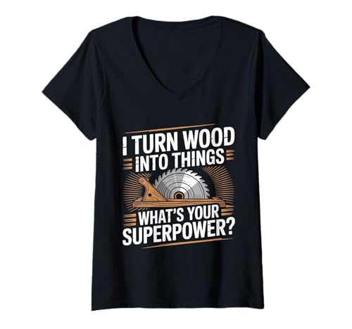 Damen Lustiger Holzarbeiter Schreiner was ist Deine Superkraft T-Shirt mit V-Ausschnitt Damen Lustiger Holzarbeiter Schreiner was ist Deine Superkraft T-Shirt mit V-Ausschnitt von Funny Woodworking Gifts for Men Carpenters