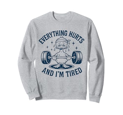 Funny Workout Duck Erschöpft Motivation Herren Damen Sweatshirt von Funny Workout Duck