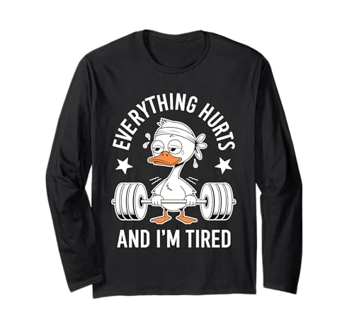 Lustige Workout-Ente Erschöpfte Motivation Männer Frauen Langarmshirt Lustige Workout-Ente Erschöpfte Motivation Männer Frauen Langarmshirt von Funny Workout Duck