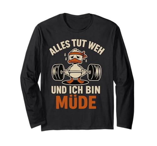 Lustige Workout-Ente Erschöpfte Motivation Männer Frauen Langarmshirt Lustige Workout-Ente Erschöpfte Motivation Männer Frauen Langarmshirt von Funny Workout Duck