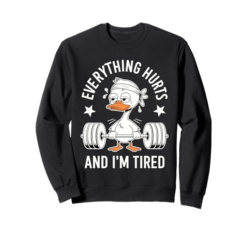 Lustige Workout-Ente Erschöpfte Motivation Männer Frauen Sweatshirt von Funny Workout Duck