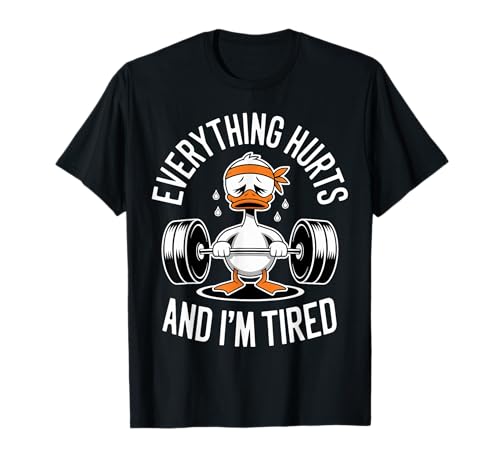 Lustige Workout-Ente Erschöpfte Motivation Männer Frauen T-Shirt Lustige Workout-Ente Erschöpfte Motivation Männer Frauen T-Shirt von Funny Workout Duck