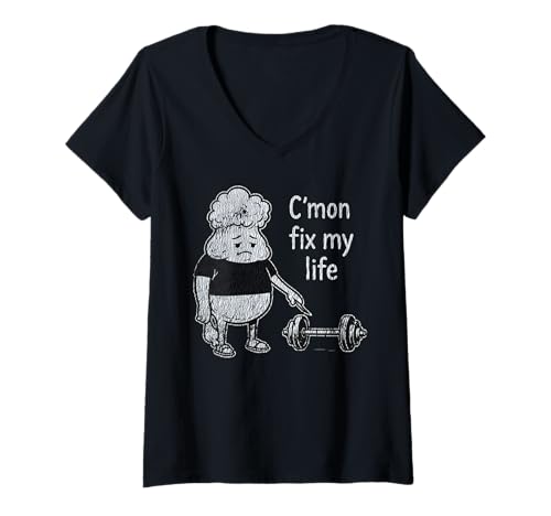 Damen C'mon Fix My Life Funny Fitness Workout Humor Weightlifting T-Shirt mit V-Ausschnitt Damen C'mon Fix My Life Funny Fitness Workout Humor Weightlifting T-Shirt mit V-Ausschnitt von Funny Workout Gym Graphic Sarcastic for Trainer
