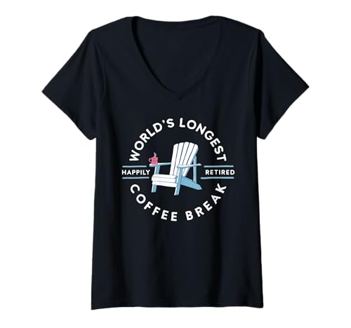 Damen Längste Kaffeepause der Welt T-Shirt mit V-Ausschnitt Damen Längste Kaffeepause der Welt T-Shirt mit V-Ausschnitt von Funny Worlds Longest Coffee Break Tee Shirt