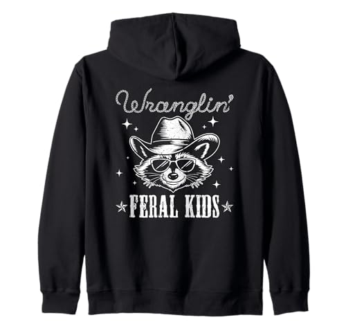Wranglin' Feral Cowboy mit Humor für Kinder Kapuzenjacke von Funny Wrangling Feral Kids Apparel