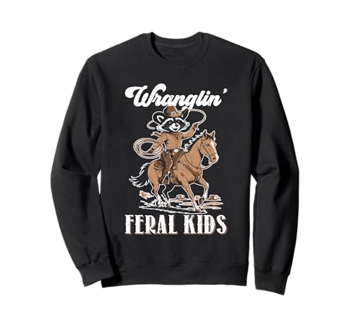 Wranglin' Feral Cowboy mit Humor für Kinder Sweatshirt von Funny Wrangling Feral Kids Apparel