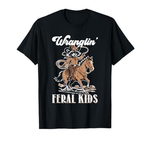 Wranglin' Feral Cowboy mit Humor für Kinder T-Shirt von Funny Wrangling Feral Kids Apparel