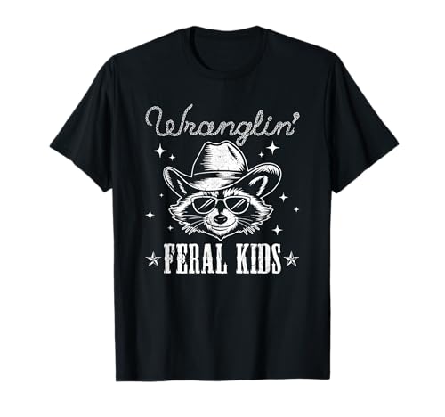 Wranglin' Feral Cowboy mit Humor für Kinder T-Shirt von Funny Wrangling Feral Kids Apparel