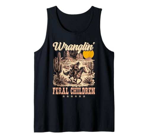 Wranglin' Feral Kinder Humor Cowboy Tank Top von Funny Wrangling Feral Kids Apparel