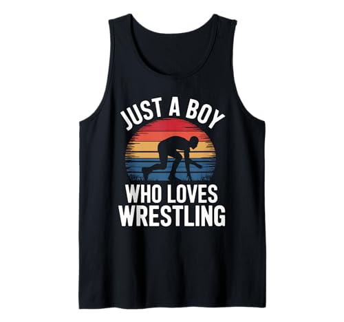 Herren Just A Boy Who Loves Wrestling Matte Sport Kinder Wrestling Tank Top von Funny Wrestling Apparel for Men Women