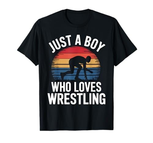 Just A Boy Who Loves Wrestling Matte Sport Kinder Wrestling T-Shirt von Funny Wrestling Apparel for Men Women