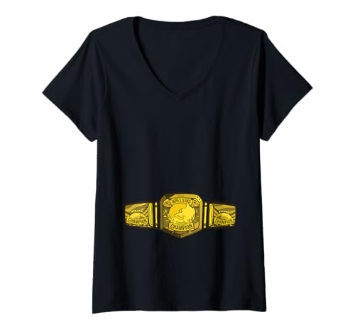 Damen Lustiges Kostüm Wrestling Weltmeister T-Shirt mit V-Ausschnitt von Funny Wrestling Costume Tops
