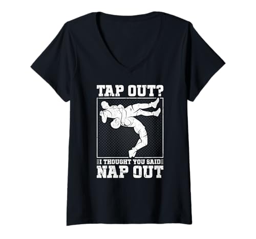 Damen Tippen Sie aus? I Thought You Said Nap Out Wrestling T-Shirt mit V-Ausschnitt von Funny Wrestling Fans Gifts
