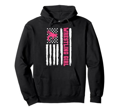 Wrestling Girl US-Flagge Pullover Hoodie von Funny Wrestling Fans Gifts