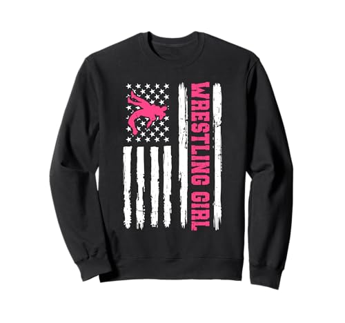 Wrestling Girl US-Flagge Sweatshirt von Funny Wrestling Fans Gifts