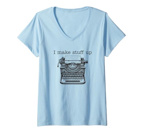 Damen I Make Stuff Up Vintage Schreibmaschine T-Shirt mit V-Ausschnitt Damen I Make Stuff Up Vintage Schreibmaschine T-Shirt mit V-Ausschnitt von Funny Writer Poet Author
