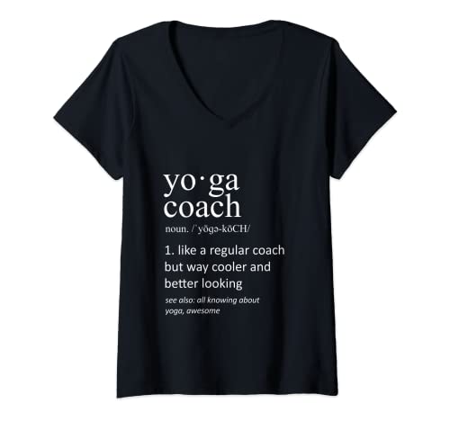 Damen Yoga-Trainer Definition Lustiger Yoga-Trainer T-Shirt mit V-Ausschnitt Damen Yoga-Trainer Definition Lustiger Yoga-Trainer T-Shirt mit V-Ausschnitt von Funny Yoga Training Coach Funny Sport Tee