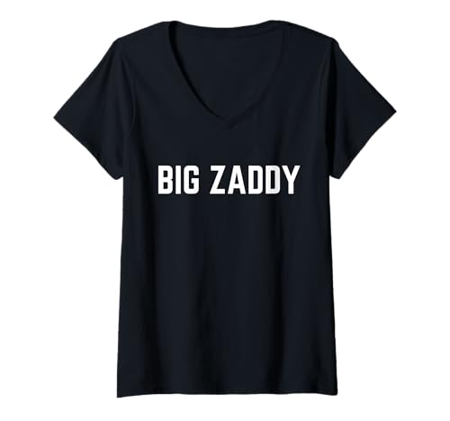 Damen Großer Zaddy T-Shirt mit V-Ausschnitt Damen Großer Zaddy T-Shirt mit V-Ausschnitt von Funny Zaddy Boyfriend And Older Husband Apparel