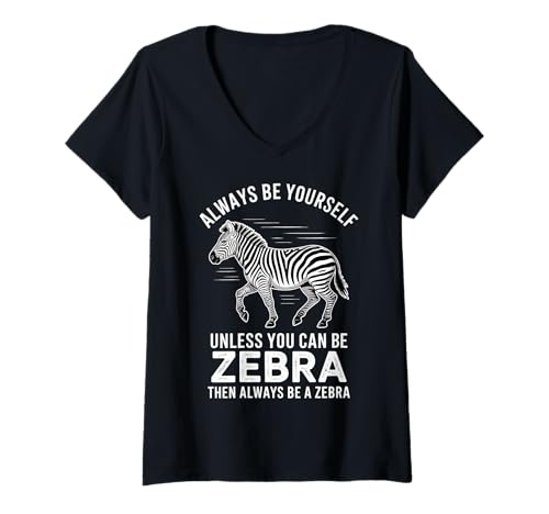 Damen Sei EIN Zebra T-Shirt mit V-Ausschnitt Damen Sei EIN Zebra T-Shirt mit V-Ausschnitt von Funny Zebra Cool Zebras Designs
