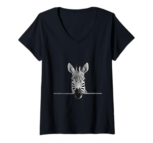 Damen Zebra T-Shirt mit V-Ausschnitt Damen Zebra T-Shirt mit V-Ausschnitt von Funny Zebra Design