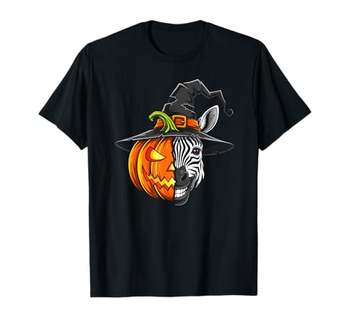 Zebra Kürbis Jack O Laterne Halloween Kinder Herren Damen T-Shirt von Funny Zebra Lovers Halloween Pumpkin Outfits