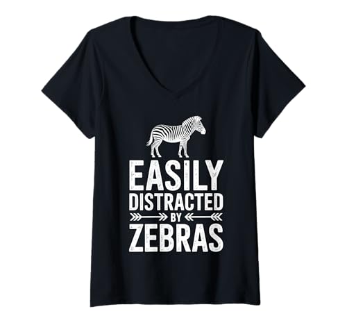 Damen Abgelenkt von Zebras Lustiges Zebra T-Shirt mit V-Ausschnitt Damen Abgelenkt von Zebras Lustiges Zebra T-Shirt mit V-Ausschnitt von Funny Zebras Cool Zebra Design