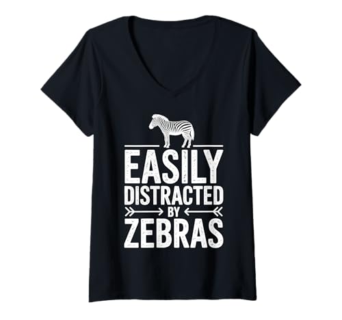Damen Abgelenkt von Zebras Lustiges Zebra T-Shirt mit V-Ausschnitt Damen Abgelenkt von Zebras Lustiges Zebra T-Shirt mit V-Ausschnitt von Funny Zebras Cool Zebra Designs