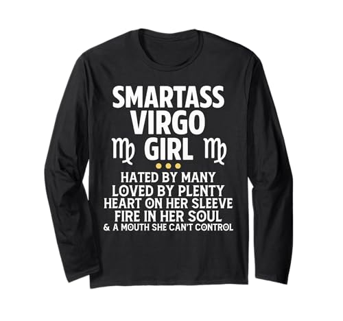 Smartass Jungfrau Mädchen Lustiges Sternzeichen Astrologie Langarmshirt Smartass Jungfrau Mädchen Lustiges Sternzeichen Astrologie Langarmshirt von Funny Zodiac Women Gift Virgo Birthday Shirt