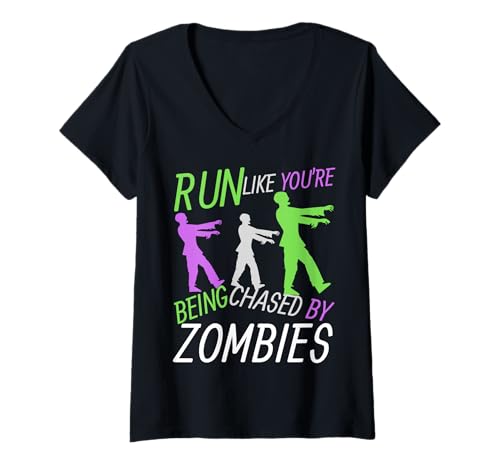 Damen Lustiges Halloween-Kostüm Run Like You're Running from Zombies T-Shirt mit V-Ausschnitt Damen Lustiges Halloween-Kostüm Run Like You're Running from Zombies T-Shirt mit V-Ausschnitt von Funny Zombie Halloween Costumes Mom Dad Boys Girls