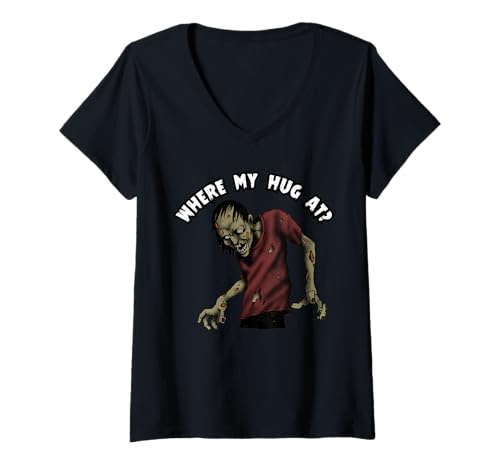 Damen Wo Meine Umarmung an Halloween T-Shirt mit V-Ausschnitt Damen Wo Meine Umarmung an Halloween T-Shirt mit V-Ausschnitt von Funny Zombie Meme Halloween