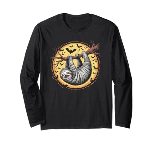 Mama Faultier Mond Halloween Zombie Faultier Langarmshirt Mama Faultier Mond Halloween Zombie Faultier Langarmshirt von Funny Zombie Sloth Costumes