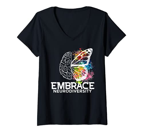 Damen Neurodiversity - ADHS Bewusstsein T-Shirt mit V-Ausschnitt Damen Neurodiversity - ADHS Bewusstsein T-Shirt mit V-Ausschnitt von Funny adhd awareness apparel